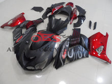 Kawasaki Ninja ZX14R Fairings (2006-2011) Matte Black, Red, Silver Flames at KingsMotorcycleFairings.com