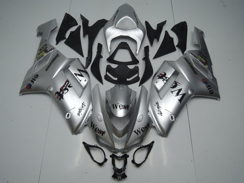Silver, White and Black West Fairing Kit for a 2007 & 2008 Kawasaki Ninja ZX-6R 636 motorcycle