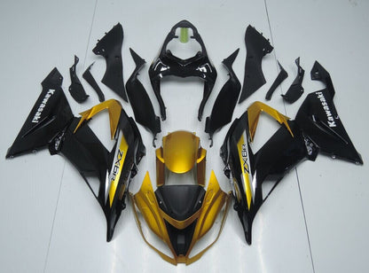 Black and Gold Fairing Kit for a 2013, 2014, 2015, 2016, 2017 & 2018 Kawasaki ZX-6R 636 motorcycle.