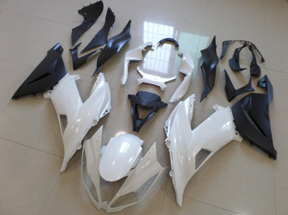 Gloss White and Matte Black Fairing Kit for a 2013, 2014, 2015, 2016, 2017 & 2018 Kawasaki ZX-6R 636 motorcycle