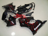 Kawasaki ZX6R 636 (2000-2002) Black & Red Flame Fairings