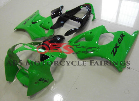 Green and Black Fairing Kit for a 2000, 2001 & 2002 Kawasaki ZX-6R 636 motorcycle