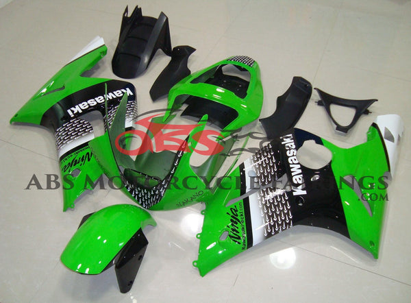 Green, Black and White Nakano Fairing Kit for a 2003 & 2004 Kawasaki ZX-6R 636 motorcycle