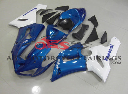 Kawasaki ZX6R 636 (2005-2006) Blue & White Fairings