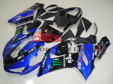 Kawasaki ZX6R 636 (2005-2006) Blue & Black Monster Fairings