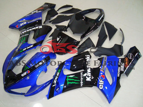 Blue and Black Monster Fairing Kit for a 2005 & 2006 Kawasaki ZX-6R 636 motorcycle