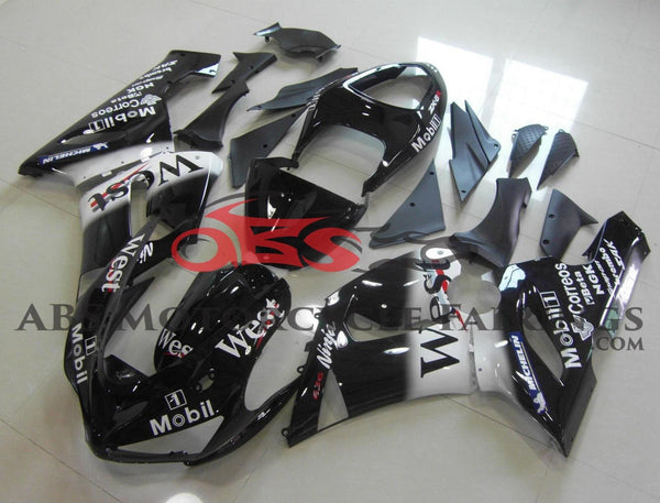Black and White West Fairing Kit for a 2005 & 2006 Kawasaki ZX-6R 636 motorcycle