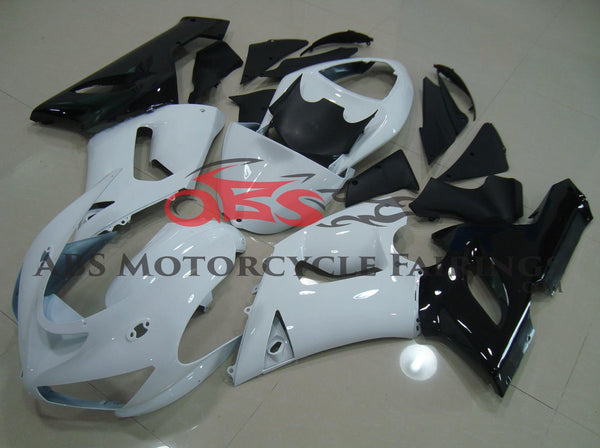 White and Black Fairing Kit for a 2005 & 2006 Kawasaki ZX-6R 636 motorcycle