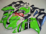 Kawasaki Ninja ZX6R 636 (2007-2008) Green, Black & Silver Striped Fairings