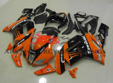 Orange and Black Monster Energy Fairing Kit for a 2007 & 2008 Kawasaki Ninja ZX-6R 636 motorcycle