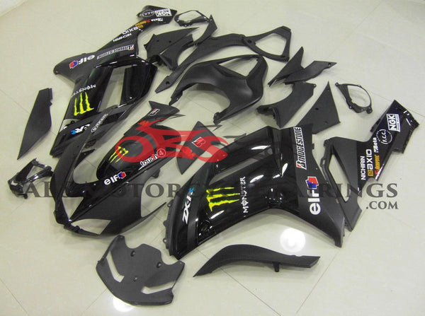Black Monster Energy Fairing Kit for a 2007 & 2008 Kawasaki Ninja ZX-6R 636 motorcycle