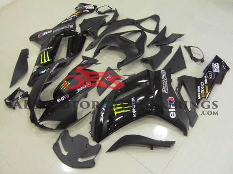 Black Monster Energy Fairing Kit for a 2007 & 2008 Kawasaki Ninja ZX-6R 636 motorcycle