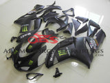 Matte Black Monster Energy Fairing Kit for a 2007 & 2008 Kawasaki Ninja ZX-6R 636 motorcycle