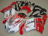 White and Red Monster Energy Fairing Kit for a 2007 & 2008 Kawasaki Ninja ZX-6R 636 motorcycle