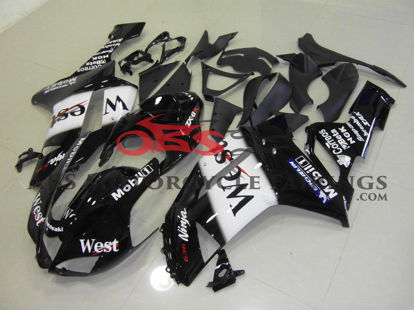 Kawasaki Ninja ZX6R 636 (2007-2008) Black & White West Fairings