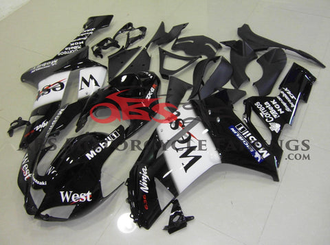 Black and White West Fairing Kit for a 2007 & 2008 Kawasaki Ninja ZX-6R 636 motorcycle