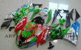 Red, Green, White, Blue and Black Motocard Fairing Kit for a 2009, 2010, 2011 & 2012 Kawasaki Ninja ZX-6R 636 motorcycle