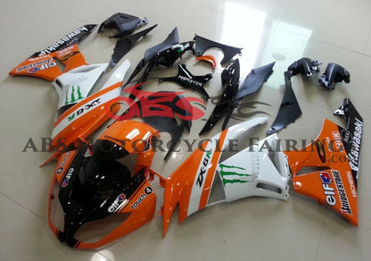 Kawasaki Ninja ZX6R 636 (2009-2012) Orange & White Monster Energy Fairings