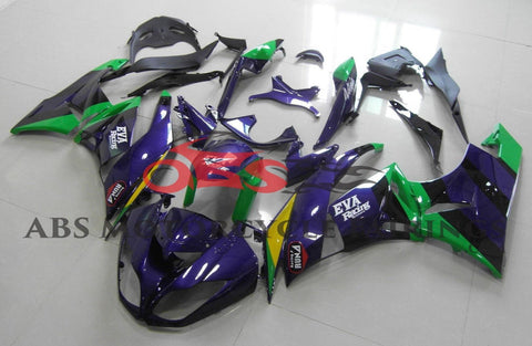 Purple and Green EVA Fairing Kit for a 2009, 2010, 2011 & 2012 Kawasaki Ninja ZX-6R 636 motorcycle