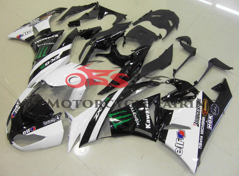 Kawasaki Ninja ZX6R 636 (2009-2012) White & Black Monster Energy Fairings