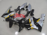 Black, Silver and Yellow fairing kit for Kawasaki ZX-7R 1996, 1997, 1998, 1999, 2000, 2001, 2002 motorcycles. This is a compression molded fairing kit which will require modifications for proper fitment