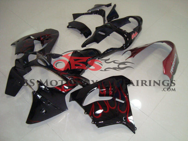 Fairing Kit for a Kawasaki ZX-9R (2000-2001) Candy Apple Red Flames & Black
