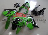 Green and Black fairing kit for a 1998 and 1999 Kawasaki ZX-9R motorcycle