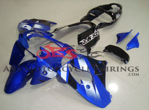 Blue, Black and White fairing kit for a 2000 and 2001 Kawasaki ZX-9R motorcycle