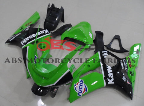 Green, Black and White Fairing Kit for a 2003 & 2004 Kawasaki ZX-6R 636 motorcycle