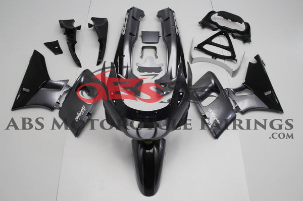 Gray and Black Fairing Kit for a 1993, 1994, 1995, 1996, 1997, 1998, 1999, 2000, 2001, 2002, 2003, 2004, 2005, 2006 & 2007 Kawasaki ZZR400 motorcycle