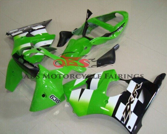 Green, White and Black Fairing Kit for a 2005, 2006, 2007 & 2008 Kawasaki ZZR600 motorcycle