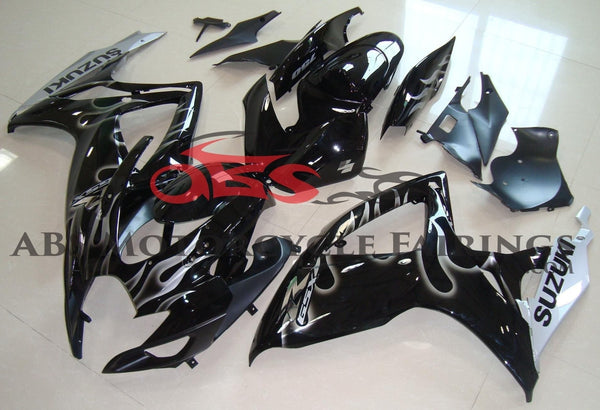 Suzuki GSXR600 (2006-2007) Black & Gray Flame Fairings 