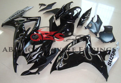 Suzuki GSXR600 (2006-2007) Black & Gray Flame Fairings 