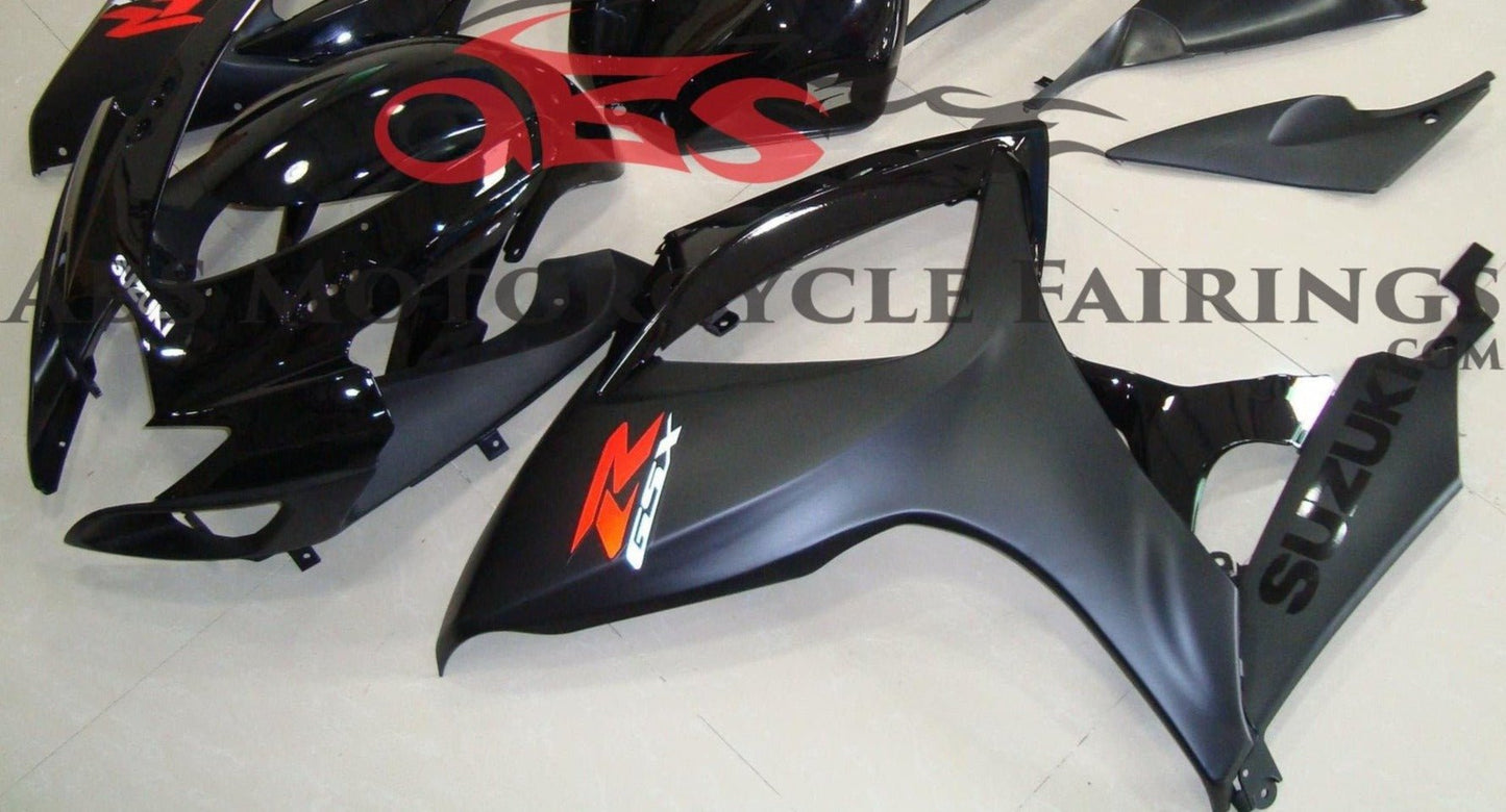 Gloss Black and Matte Black Fairing Kit for a 2006 & 2007 Suzuki GSX-R600 motorcycle