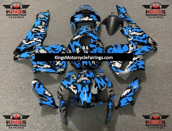 Honda CBR600RR (2005-2006) Black, Silver & Blue Camouflage Fairings