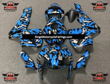 Black, Silver and Blue Camouflage Fairing Kit for a 2005 and 2006 Honda CBR600RR motorcycle