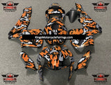 Black, Silver and Orange Camouflage Fairing Kit for a 2005 and 2006 Honda CBR600RR motorcycle