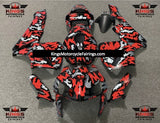 Black, Silver and Red Camouflage Fairing Kit for a 2005 and 2006 Honda CBR600RR motorcycle