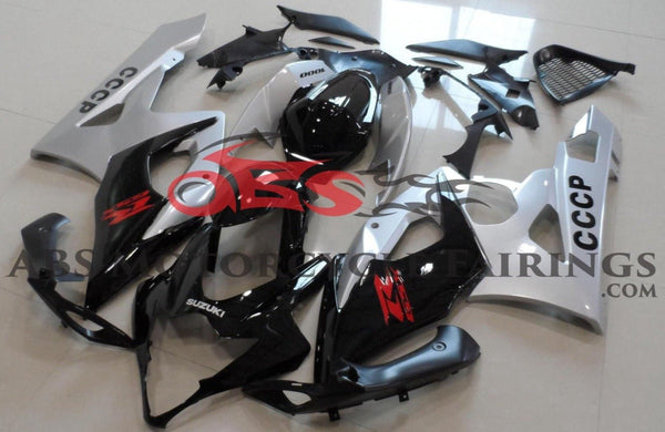 Black and Silver Fairing Kit for a 2005 & 2006 Suzuki GSX-R1000 motorcycle