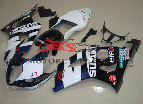 White, Dark Blue & Black Fairing Kit for a 2003 & 2004 Suzuki GSX-R1000 motorcycle