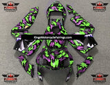Purple, Black and Green Camouflage Shark Fairing Kit for a 2003 and 2004 Honda CBR600RR motorcycle