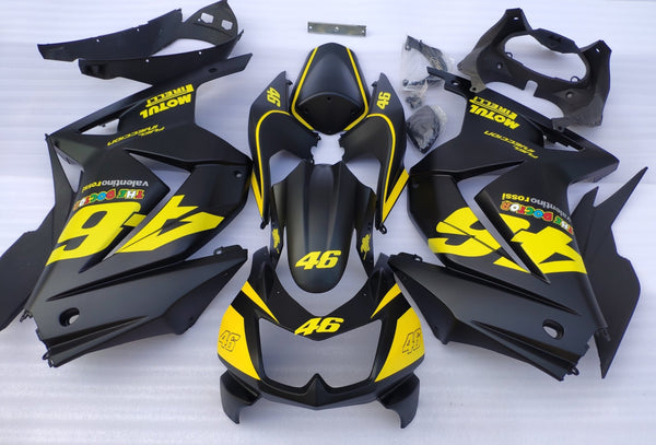 Matte Black & Yellow #46 Fairing Kit for a 2008, 2009, 2010, 2011, 2012, & 2013 Kawasaki Ninja 250R motorcycle