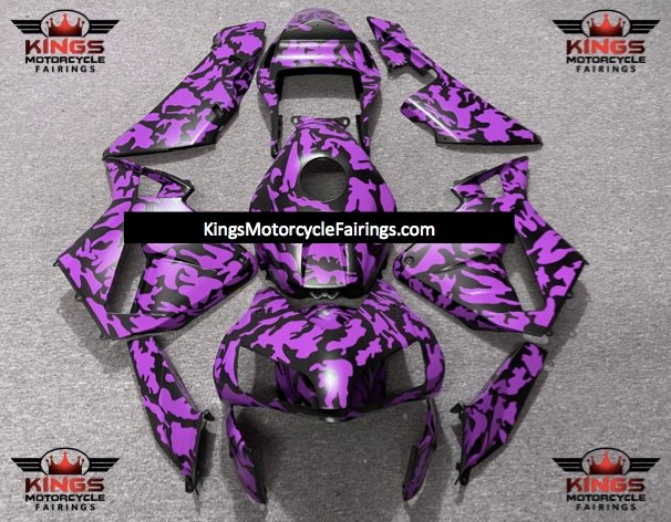 Purple and Black Camouflage Fairing Kit for a 2003 and 2004 Honda CBR600RR motorcycle