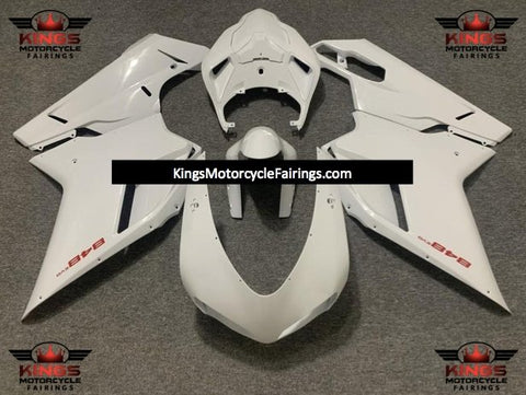Pearl White and Red Fairing Kit for a 2007, 2008, 2009, 2010, 2011, 2012, 2013 & 2014 Ducati 848 motorcycle